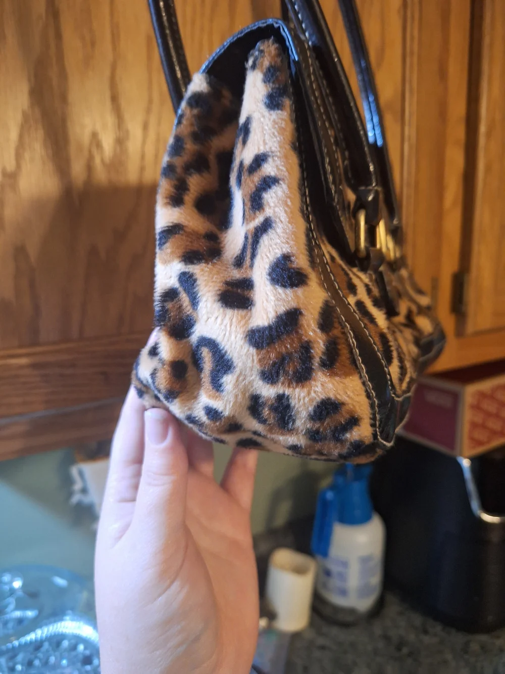 [[Apt. 9]] Leopard Print Shoulder Bag with Black Trim